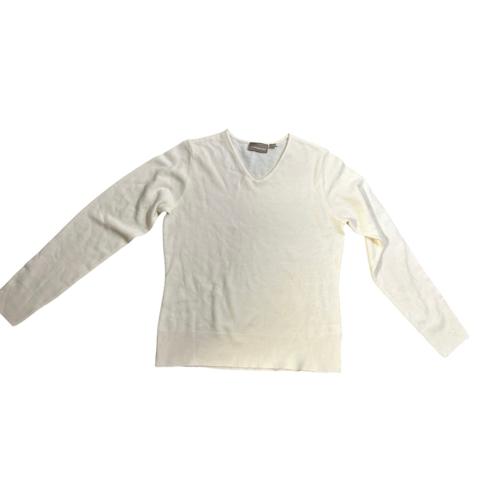 Croft & Barrow Cream V-Neck Sweater M - Picture 2 of 7